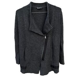 Athleta #352993 Sentinel Sweater Moto Wrap Gray Merino Wool Blend Jacket Small